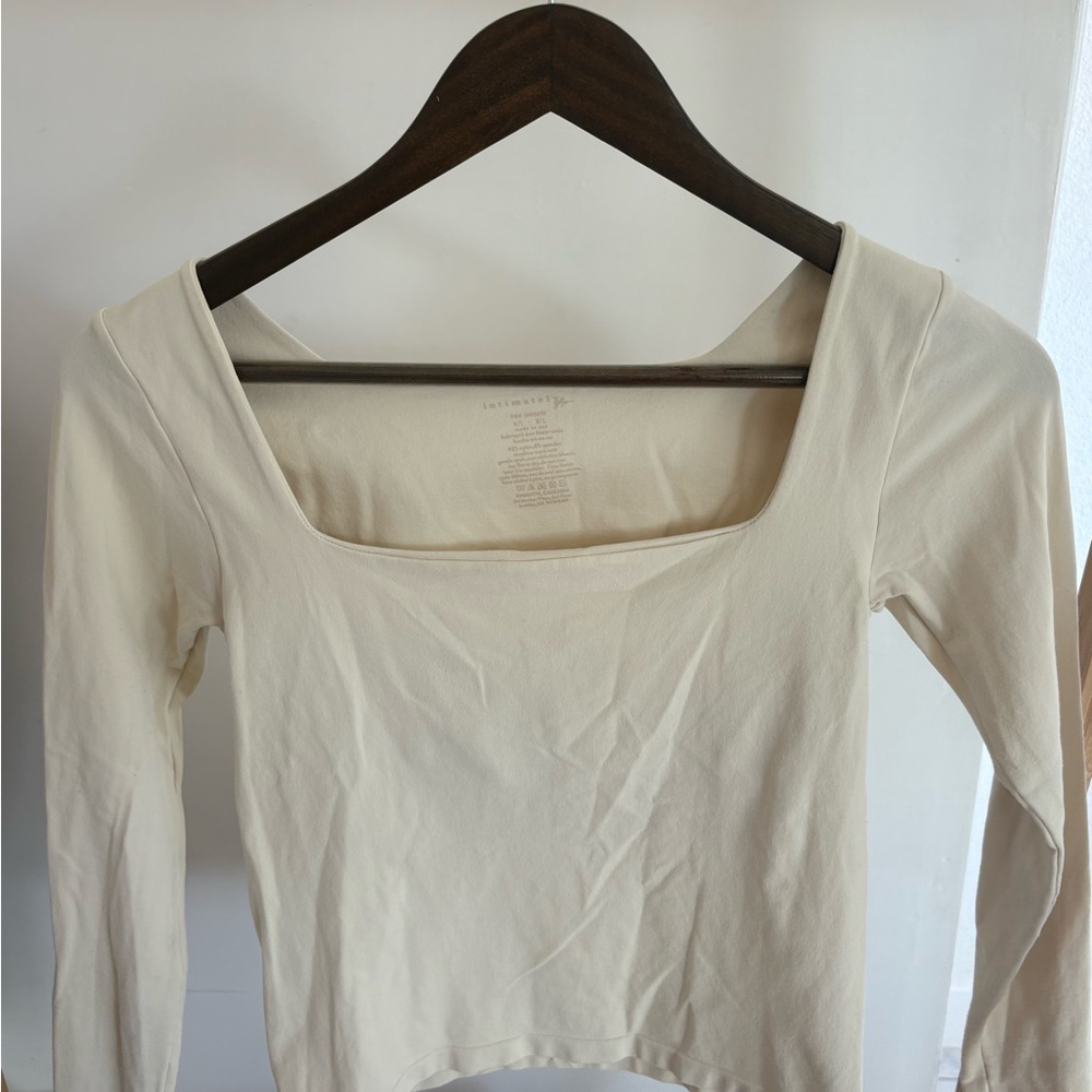 Intimately Free People Ivory Long Sleeve Square Neck Top